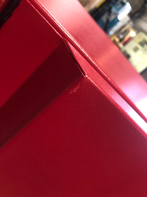 Photo 5 of (BENT/DENTED DOOR; SCRATCHED) Husky Heavy Duty Welded 20-Gauge Steel Wall Mounted Garage Cabinet in Red (28 in. W x 22 in. H x 14 in. D)