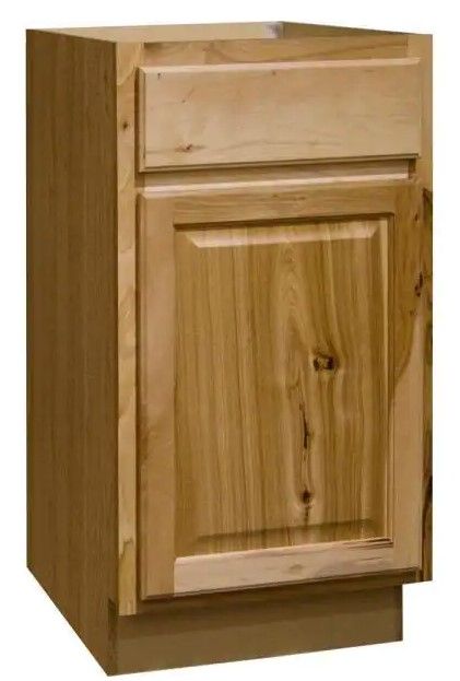Photo 1 of (CHIPPED EDGE) Hampton Bay Hampton Assembled 18x34.5x24 in. Base Kitchen Cabinet with Ball-Bearing Drawer Glides in Natural Hickory