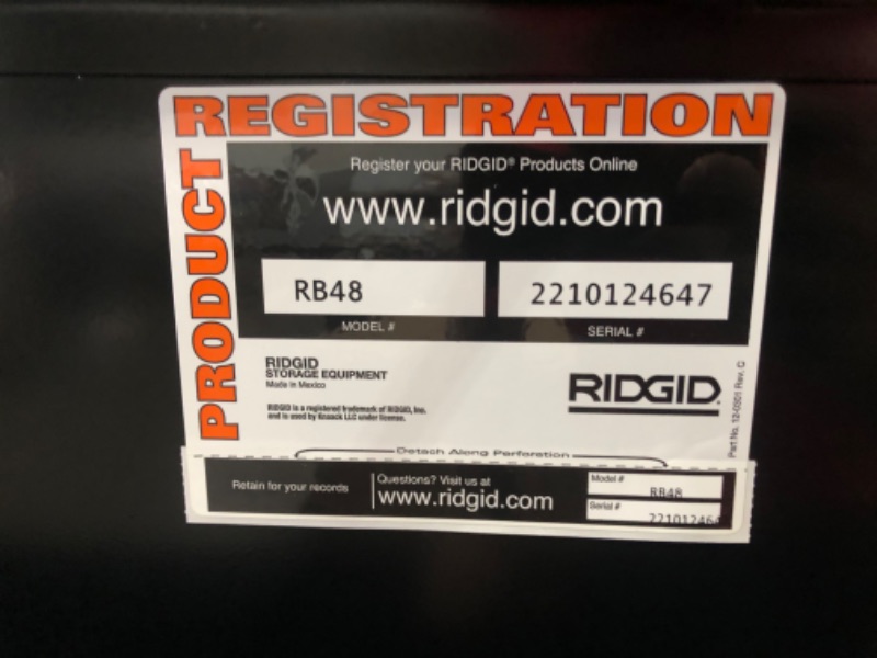 Photo 11 of (MULTIPLE DENTS; FRONT PANEL/LID DENTED; SCRATCHED)
RIDGID 48 in. W x 24 in. D x 28.5 in. H Universal Storage Chest