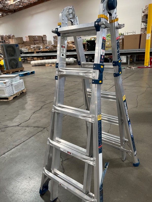 Photo 2 of 22 ft. Reach Aluminum 5-in-1 Multi-Position Pro Ladder with Powerlite Rails 375 lbs. Load Capacity Type IAA Duty
