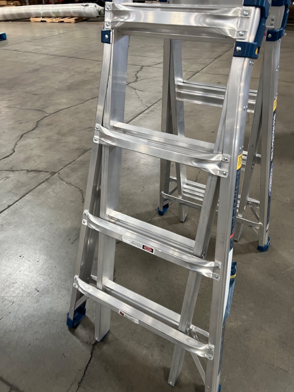 Photo 5 of 22 ft. Reach Aluminum 5-in-1 Multi-Position Pro Ladder with Powerlite Rails 375 lbs. Load Capacity Type IAA Duty
