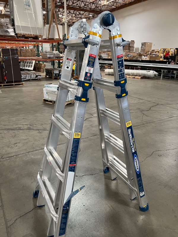 Photo 6 of 22 ft. Reach Aluminum 5-in-1 Multi-Position Pro Ladder with Powerlite Rails 375 lbs. Load Capacity Type IAA Duty
