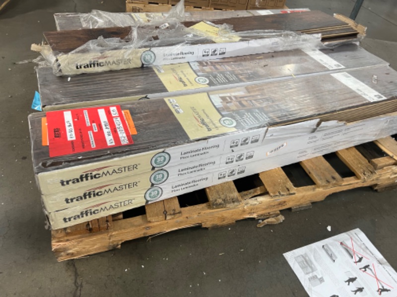 Photo 4 of **PALLET OF 12 CASES **** Hand scraped Saratoga Hickory 7 mm Thick x 7-2/3 in. Wide x 50-5/8 in. Length Laminate Flooring (24.17 sq. ft. / case)
