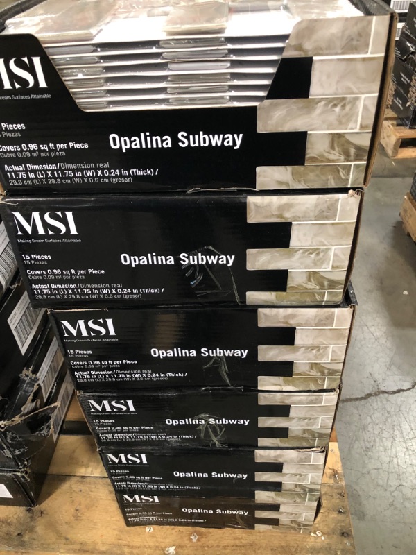 Photo 4 of 6 CASES (90 PIECES )~~~Opalina Subway 11.75 in. x 11.75 in. x 6mm Beveled Glass Mesh-Mounted Mosaic Tile (0.96 sq. ft.) 
