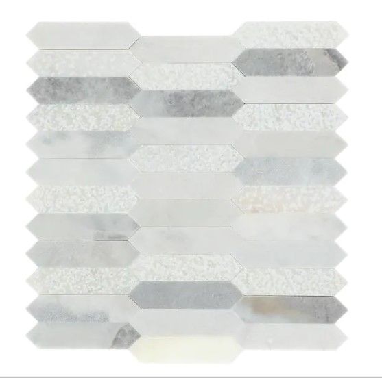 Photo 1 of 30 PIECES(3 CASES)****Premier Accents Stormy 10 in. x 11 in. Marble Picket Mosaic Tile (0.77 sq. ft. / piece)
