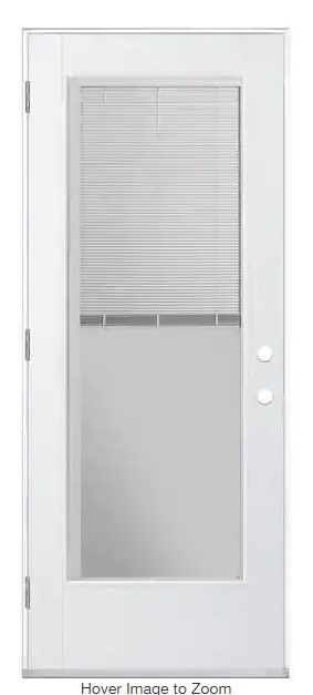 Photo 1 of 32 in. x 80 in. Vista Grande Primed Right-Hand Outswing Full Lite Clear Mini Blind Smooth Fiberglass Prehung Front Door
