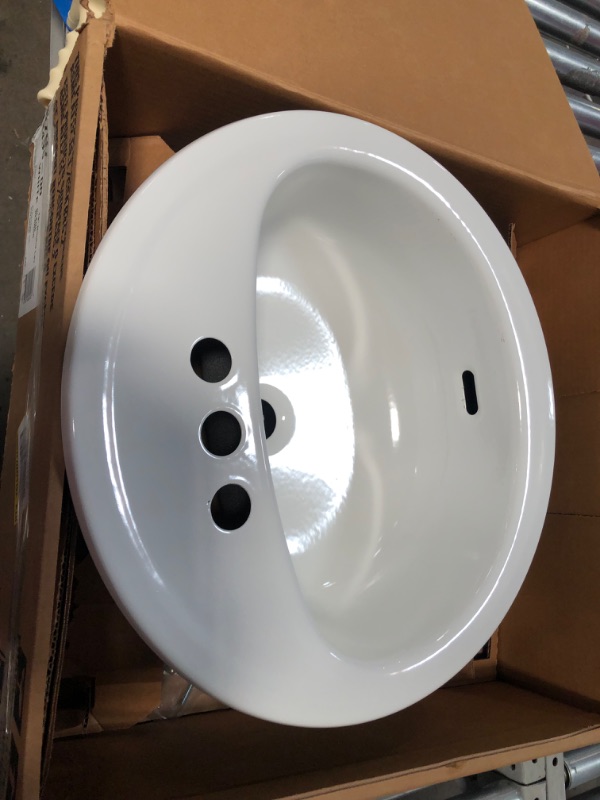 Photo 3 of (Cosmetic Damages) 19" Round Bootz Industries Laurel Round Drop-In Bathroom Sink in White