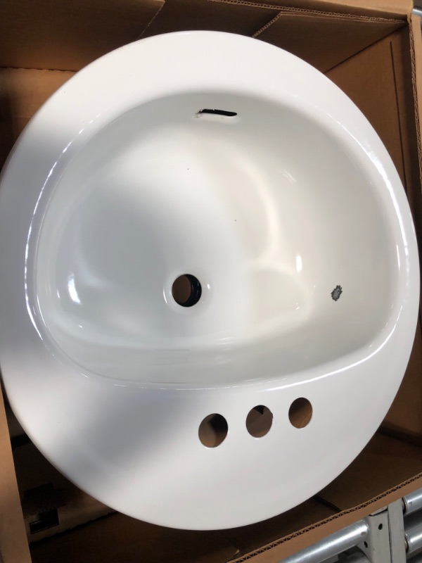 Photo 3 of (COSMETIC DAMAGES) 19" Bootz Industries Laurel Round Drop-In Bathroom Sink in White
