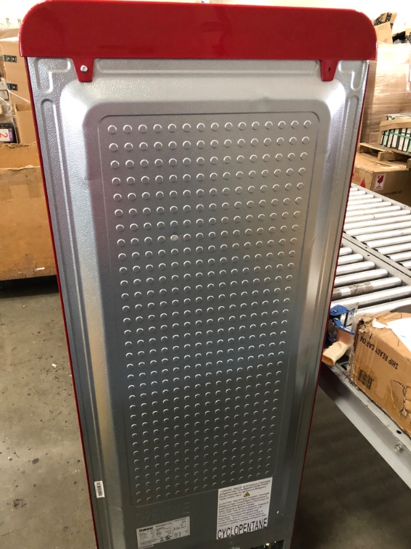 Photo 9 of (DENTED/SCRATCHED) Galanz GLR12TRDEFR Refrigerator, Dual Door Fridge, Adjustable Electrical Thermostat Control with Top Mount Freezer Compartment, Retro Red, 12.0 Cu Ft