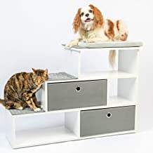 Photo 1 of (COSMETIC DAMAGES) PetFusion Pet Step Window Perch Bookshelf w/ Storage Baskets | 28” Tall Dog & Cat Perch, 8” Stair Height