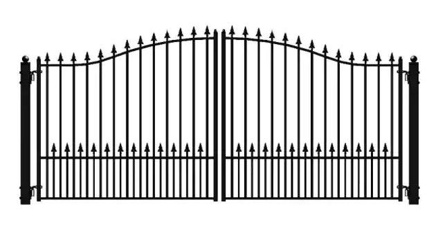 Photo 1 of (BROKEN & DENTED BARS; SCRATCHED) ALEKO Munich Style 18 ft. x 6 ft. Black Steel Dual Driveway Fence Gate