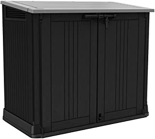 Photo 1 of (CRACKED CORNER) Keter Store it Out Nova Outdoor Garden Storage Shed, 32 x 71.5 x 113.5 cm, Dark Grey with Light Grey Lid
