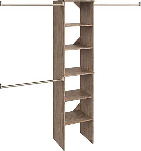 Photo 1 of (MISSING HARDWARE; DAMAGED CORNERS) ClosetMaid SuiteSymphony Starter Tower Kit, 16", Natural Gray
