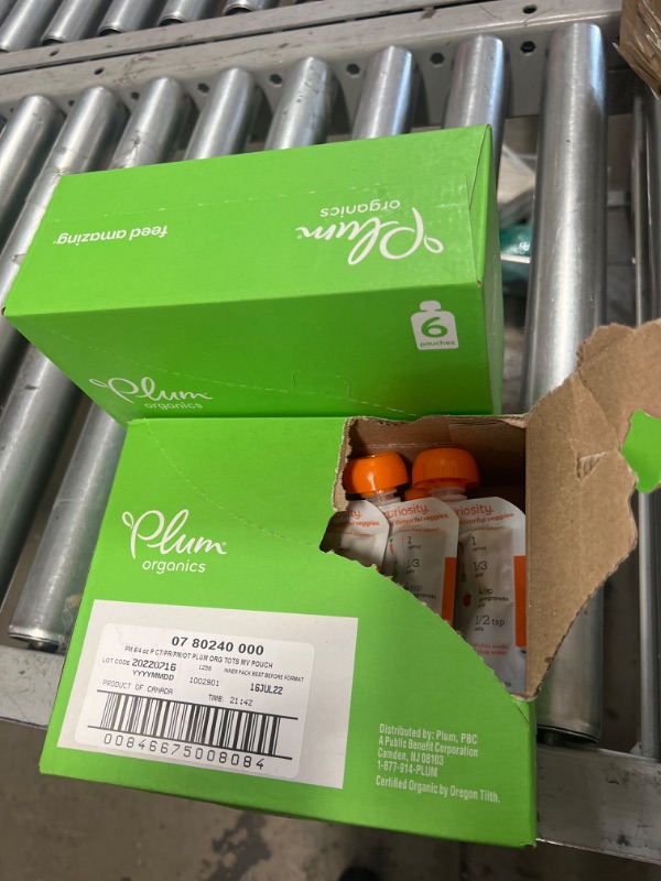 Photo 1 of BEST BY :  07/16/2022- NO REFUNDS ** Plum Organics Tot Food Pouch | Mighty Veggie | Carrot, Pear, Pomegranate and Oats | 4 Ounce | 12 Pack | Organic Food Squeeze for Kids, Toddlers
