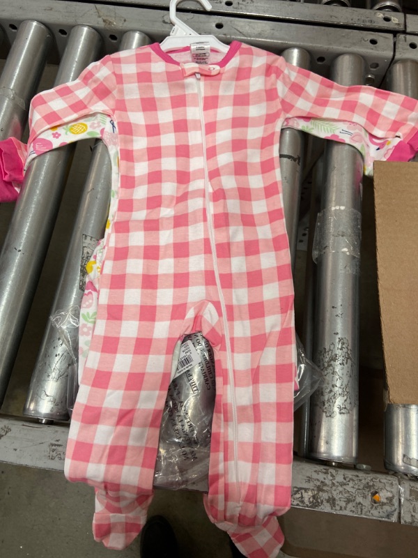 Photo 2 of Gerber Baby Girls' 2pk Flamingo Snug Fit Footed Pajama - White/Pink- 9Months

