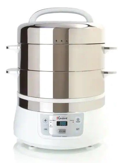 Photo 1 of 16.9 Qt. White Food Steamer and Rice Cooker with Built-In Timer
