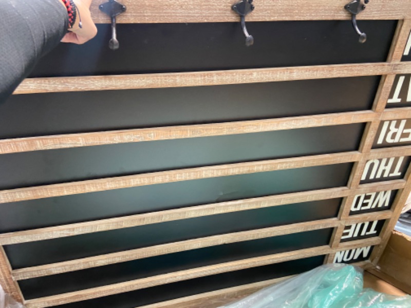 Photo 1 of WEEKDAY CHALKBOARD WITH 5 METAL HOOKS
