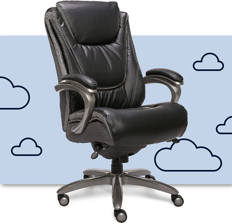 Photo 1 of Serta Big and Tall Smart Executive Office ComfortCoils, Ergonomic Computer Chair with Layered Body Pillows, Big & Tall, Black and Gray
