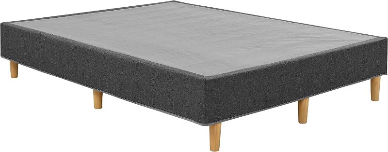 Photo 1 of Amazon Basics Premium Foldable Mattress Foundation/Box Spring with Steel Slats and Wood Legs, Queen
