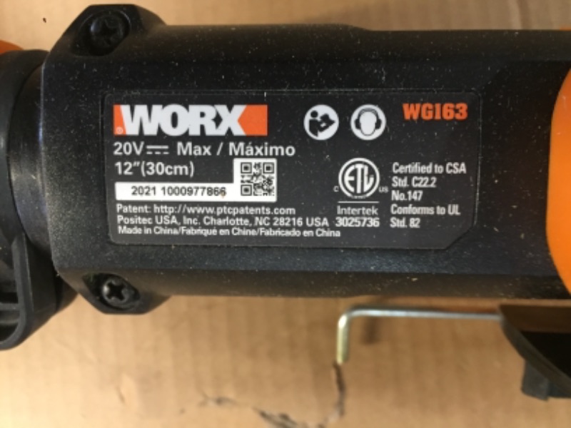 Photo 2 of *USED*- Worx WG163.9 20V Power Share GT 3.0 12" String Trimmer & Wheeled Edger (Tool & Charger)
