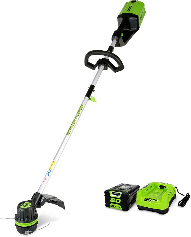 Photo 1 of **USED*- Greenworks 80V 16 inch Brushless String Trimmer, 2.0Ah Battery & Rapid Charger Included, ST80L210
