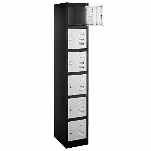 Photo 1 of Locker 6 Metal Compartments 71" High with 17" Deep Lockers Black w/ Grey Doors