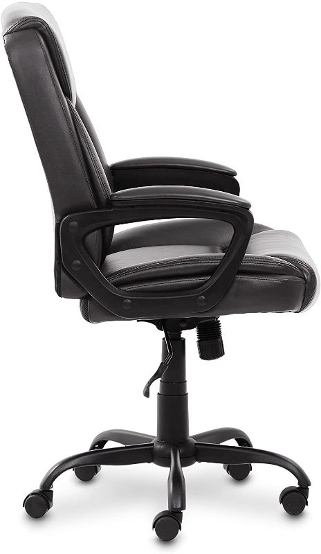 Photo 1 of Amazon Basics Classic Puresoft Padded Mid-Back Office Computer Desk Chair with Armrest - Black