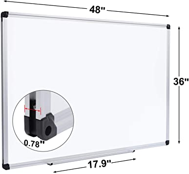Photo 1 of Magnetic Dry Erase White Board for Wall - 48 x 36 inch Wall Mounted Magnetic Whiteboard Large - Ideal for Home to Do List, Office and School Projects - Kids Dry Erase Board with Magnetic Eraser & Pen