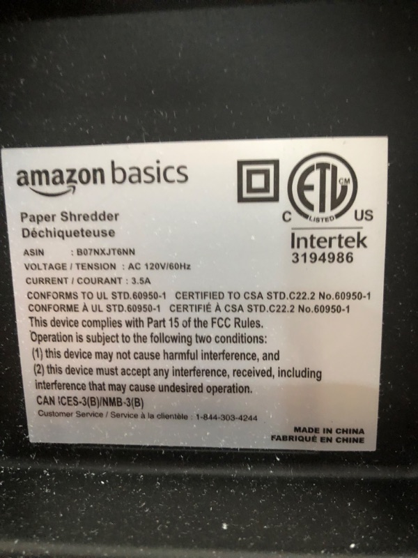 Photo 5 of (DOES NOT WORK/FUNCTION)Amazon Basics 150-Sheet Autofeed Micro-Cut Paper Shredder
