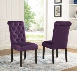 Photo 1 of INCOMPLETE Roundhill Furniture Leviton Solid Wood Asons Dining Chair in Purple (Set of 2)
