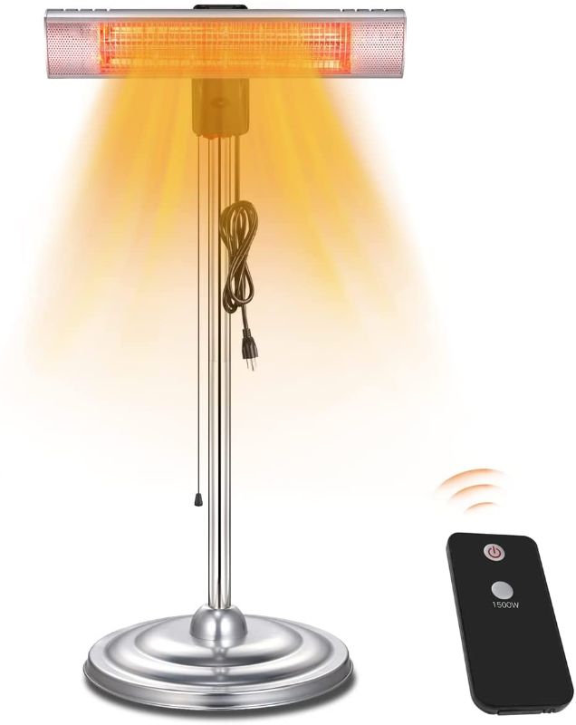 Photo 1 of R.W.FLAME Electric Patio Heater, Electric Infrared Heater, Adjustable Standing/Outdoor Infrared Heater, Weather & Dust Proof, High Heat Efficiency, Waterproof IP65 Rated, Line Switch Control, 1500W…
