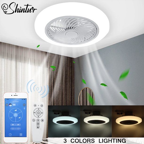 Photo 1 of Shintur 21'' Ceiling Fan with Light, Dimmable 3 Lighting Modes & 3 Wind Speeds Adjusting, Semi Flush Mount Low Profile Ceiling Fan with Remote Control & APP Control, for Bedroom Living Room Kitchen
