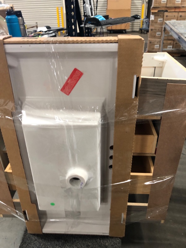 Photo 5 of **DAMAGE TO BACK OF VANITY, SEE PHOTO**
Glacier Bay Woodbrook 37 in. W Bathroom Vanity in White Washed Oak with Cultured Marble Vanity Top in White with White Sink
