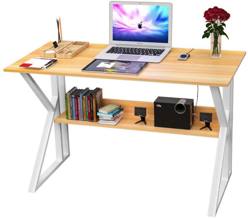 Photo 1 of TCHANHOME Home Computer Laptop Desk Sturdy K-Shape Gaming Workstation with Storage Shelf Industrial Modern Study Writing Office Table 47 x 24 x 29