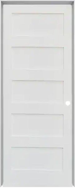 Photo 1 of (COSMETIC DAMAGE)
Krosswood Doors 30 in. x 80 in. Shaker 5-Panel Primed Solid Hybrid Core MDF Right -Hand Single Prehung Interior Door