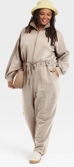 Photo 1 of (STOCK PHOTO INACCURATELY REFLECTS ACTUAL PRODUCT) Women's Universal Thread Cream Sweat Jumpsuit S