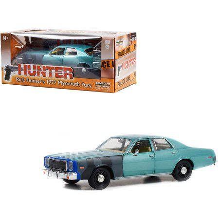 Photo 1 of 1977 Plymouth Fury Unrestored Turquoise Met. Hunter (1984-1991) TV Series 1/24 Diecast Model Car by Greenlight
