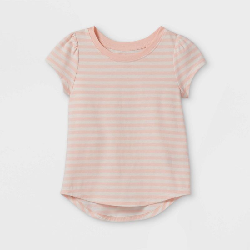 Photo 1 of 4PACK- Toddler Girls' Striped Short Sleeve T-Shirt - Cat & Jack™ -
5T- short sleeve -LIGHT PINK 

