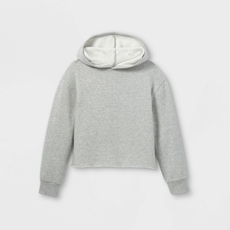 Photo 1 of Kids' Fleece Raw Edge Boxy Hoodie - art class™-large -10/12

