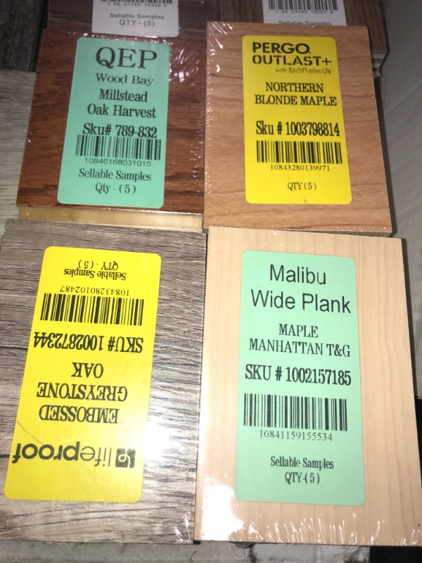 Photo 10 of -NONREFUNDABLE -SOLD AS IS ! 
Pallet of assorted Pergo Outlast Waterproof Laminate Wood Flooring vinyl samples, assorted colors and sizes, more than 15 different shades 