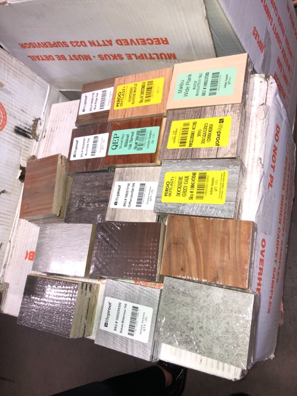 Photo 14 of -NONREFUNDABLE -SOLD AS IS ! 
Pallet of assorted Pergo Outlast Waterproof Laminate Wood Flooring vinyl samples, assorted colors and sizes, more than 15 different shades 