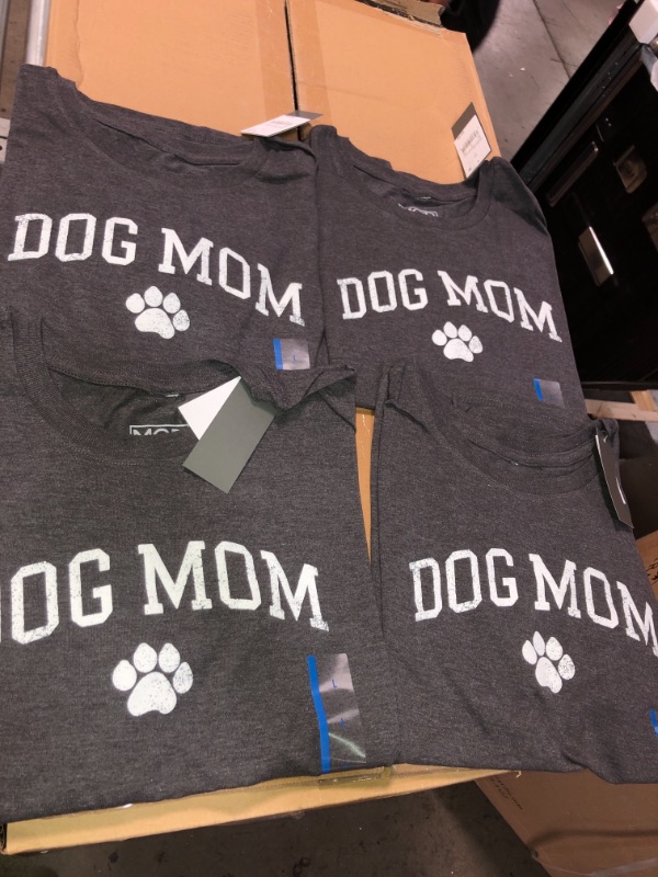 Photo 2 of 4 PACK-Women's Dog Mom Short Sleeve Graphic T-Shirt - Gray-LARGE 

