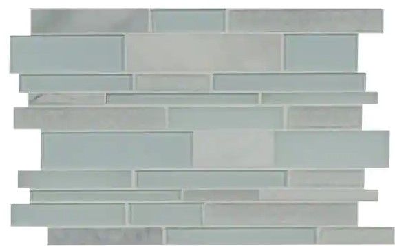 Photo 1 of **2 CASES**
Fantasia Blanco 12 in. x 18 in. x 8 mm Interlocking Mixed Glass and Stone Mosaic Tile (15 sq. ft. / case)