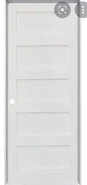 Photo 1 of **HAS CRACK**
Krosswood Doors 30 in. x 80 in. Shaker 5-Panel Primed Solid Hybrid Core MDF Right-Hand Single Prehung Interior Door