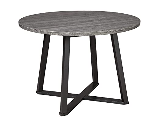 Photo 1 of (DENTED TABLE SIDE)
Signature Design by Ashley Centiar Mid Century Round Dining Room Table, Gray & Black
