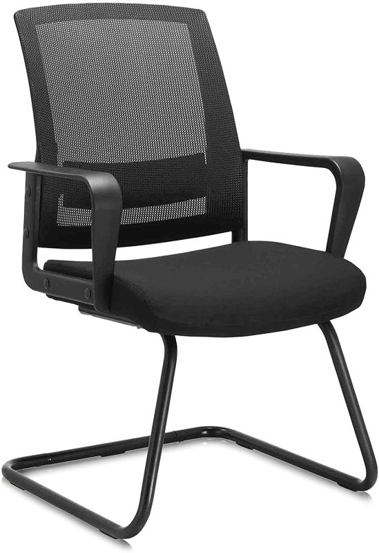 Photo 1 of CLATINA Office Guest Chair with Lumbar Support and Mid Back Mesh Space Air Grid Series for Reception Conference Room
