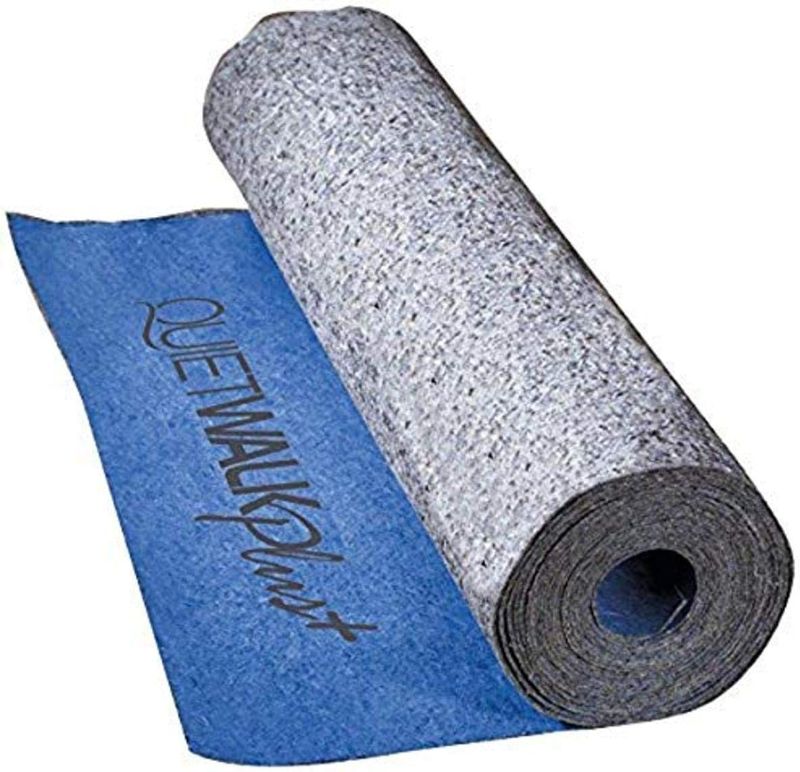Photo 1 of QuietWalk Plus QW100PLUS Underlayment for Hardwood, Laminate and Vinyl Plank Flooring with Moisture/Vapor Barrier and Sound Absorption (Nail, Glue & Float Applications), 3' x 33.4', Blue, 100 Sq Ft

