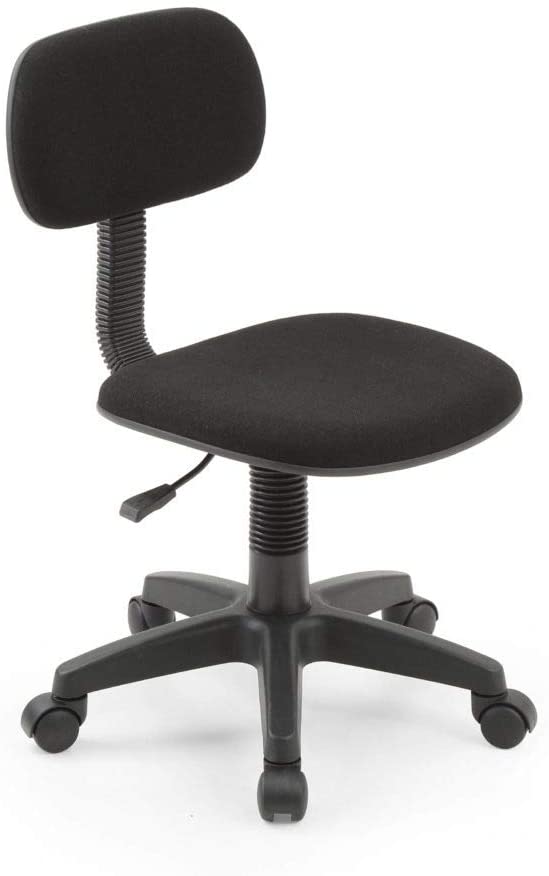 Photo 1 of Hodedah Armless, Low-Back, Adjustable Height, Swiveling Task Chair with Padded Back and Seat in Black
