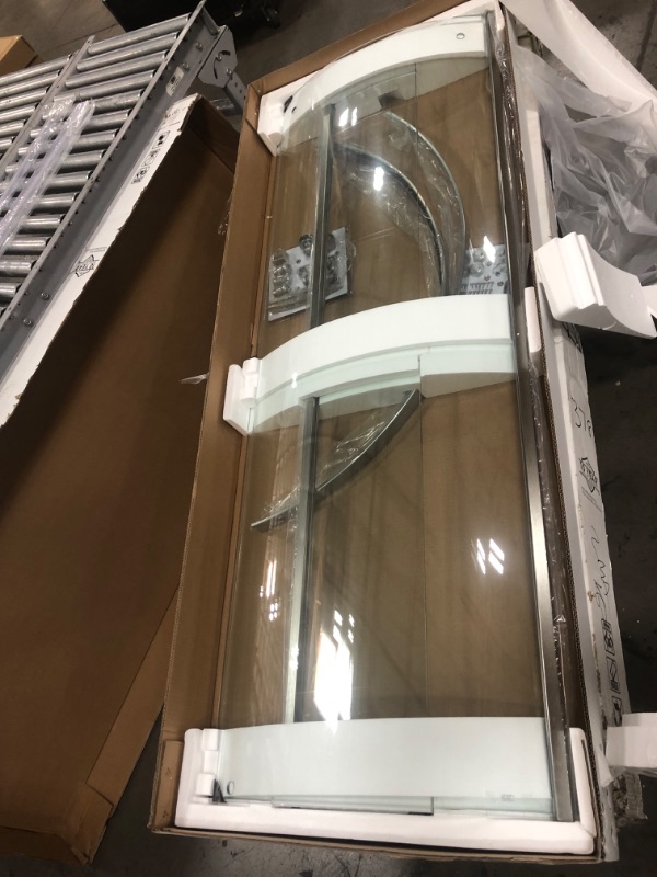 Photo 1 of **BOX  R3 ONLY **INCOMPLETE** MISSING BOX R1, MISSING BOX N3
Delta
Classic 38 in. W x 72 in. H Round Sliding Frameless Corner Shower Enclosure in Stainless Steel