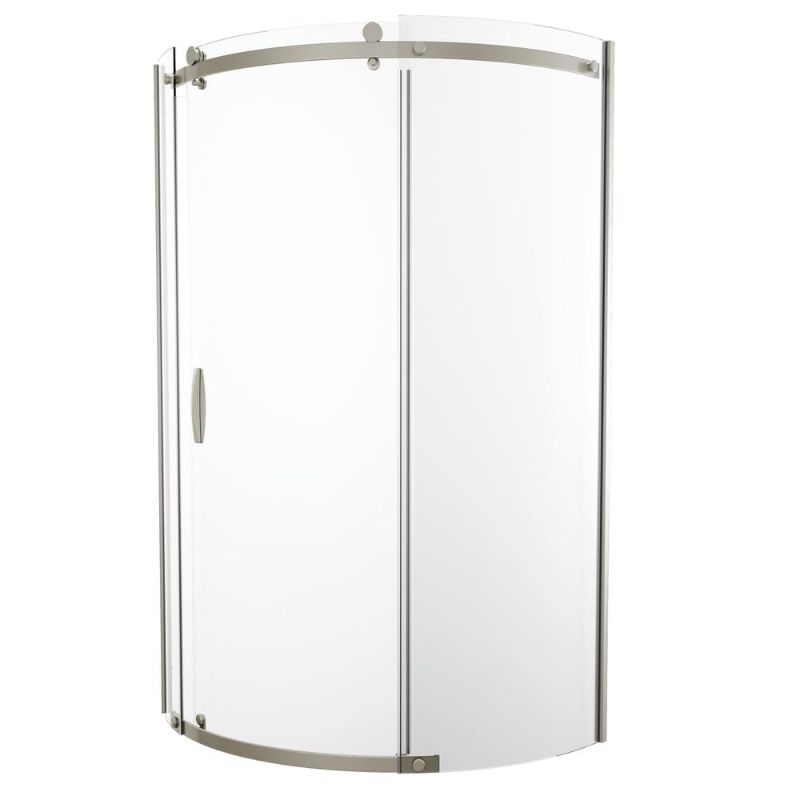 Photo 1 of **INCOMPLETE** BOX R3 ONLY** MISSING BOXES R1 AND N3*
Delta Classic 38 in. W X 72 in. H Round Sliding Frameless Corner Shower Enclosure in Stainless Steel
